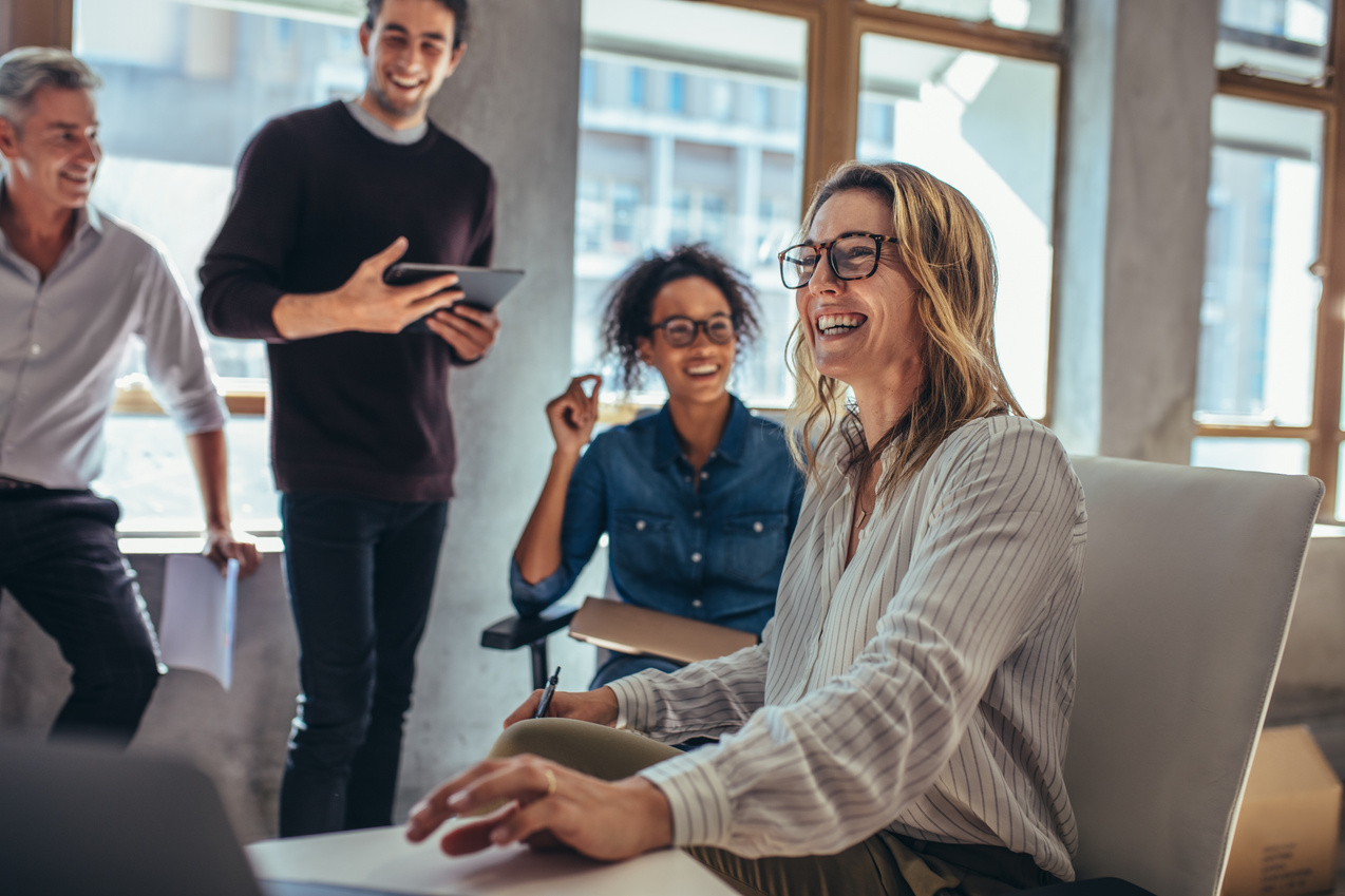 Cheerful Business Team during a Meeting